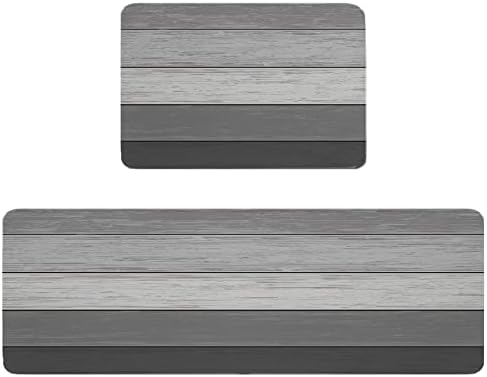 Gray Ombre Kitchen and Bathroom Rugs Set