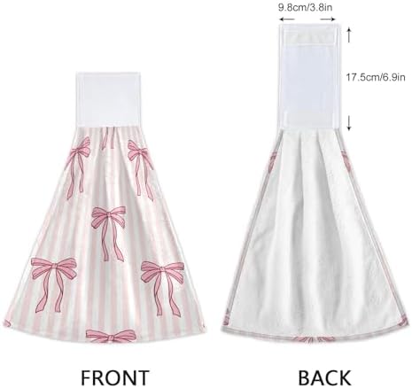 OTVEE Pink Ribbon and Bow Kitchen Towels Fast Drying Durable