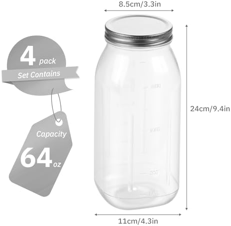Easy-Opening 64oz Mason Jars Set