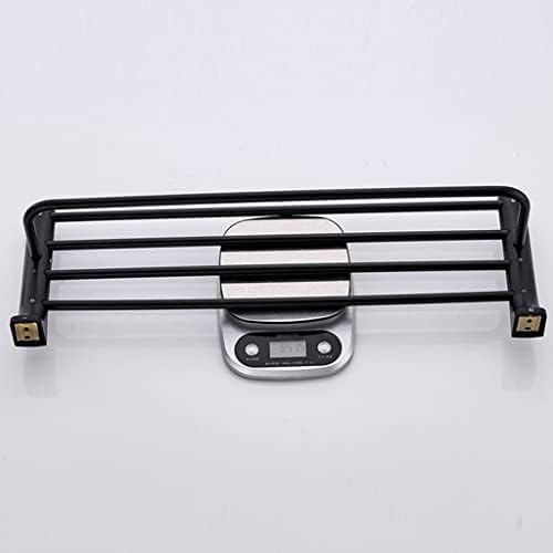 ANNBKATowel Shelf Matte Black Towel Rack Wall-Mounted Stainless Steel Towel Holder