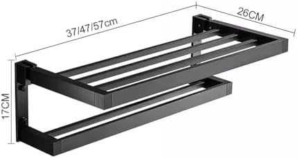 Thickened Black Wall-Mounted Towel Hanger for Bathroom Organization