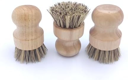 Coconut Fiber Bamboo Dish Scrub Brush Set of 3