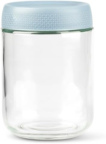 CO Essentials 16 Oz Glass Jars with Airtight Lids - 6 Pack Blue