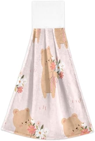 Exclusive OTVEE Bear Holding Flower Bouquet Kitchen Towels for Home Kitchen Use