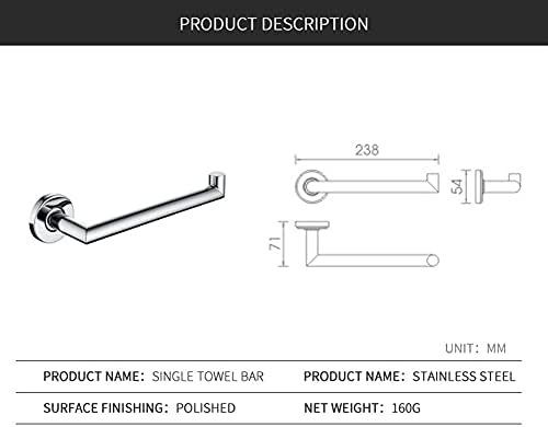 Stainless Steel Towel Rail for Bathroom Wall-Mounted 2 Pieces