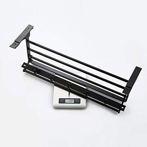 Foldable Towel Rack - Black Aluminum Wall Mounted Towel Holder