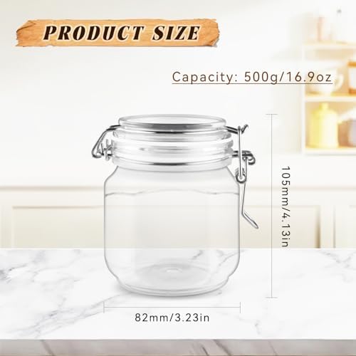 3 Pcs Clear Plastic Canning Jars with Airtight Lids