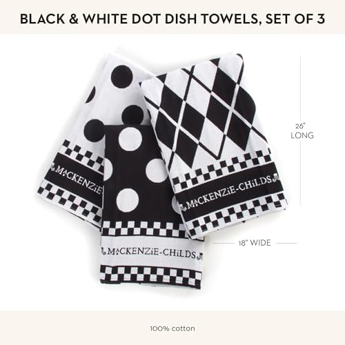 Set of 3 Cute Black-and-White Dot Cotton Dish Towels