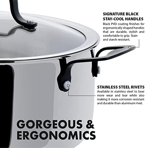 GrandTies 5QT Marquina Black stainless steel casserole pot