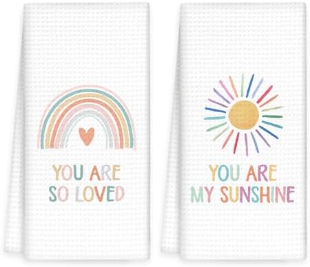 Boho Rainbow Kids Hand Towels Set of 2