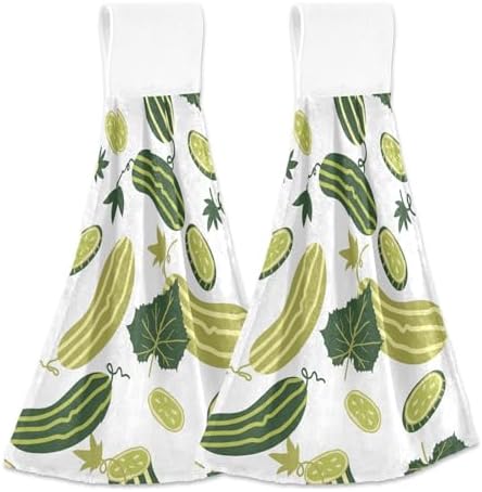 OTVEE Summer Cucumbers Pattern Kitchen Towels 2 Pieces