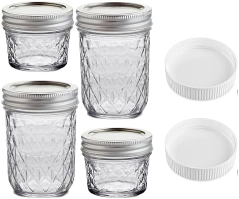 Quilted Crystal Design Canning Jars with Lids