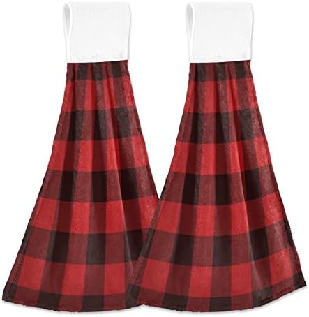 Kcldeci Red Black buffalo Check Plaid 2-Piece Kitchen Hand Towels