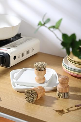 Coconut Fiber Bamboo Dish Scrub Brush Set of 3