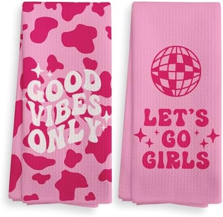 Lets Go Girls Hot Pink Bath Towel Set of 2