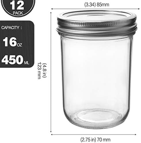 12 Pack Mason Jars Perfect for Jam Honey