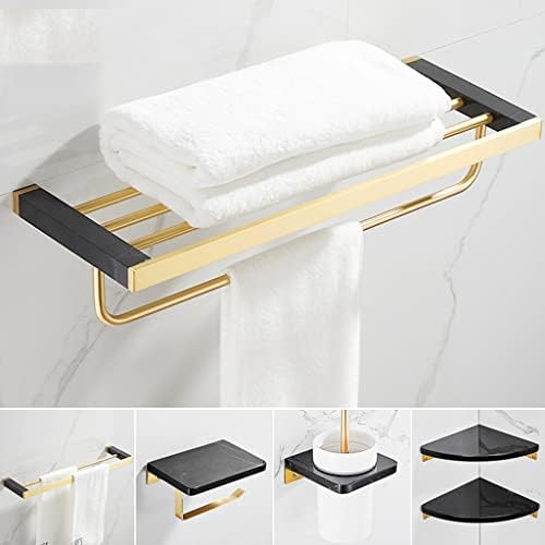 Stoned Black Marble Bathroom Towel Bar Set