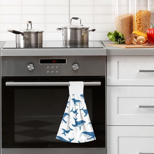 Blue Whales Hanging Kitchen Towels