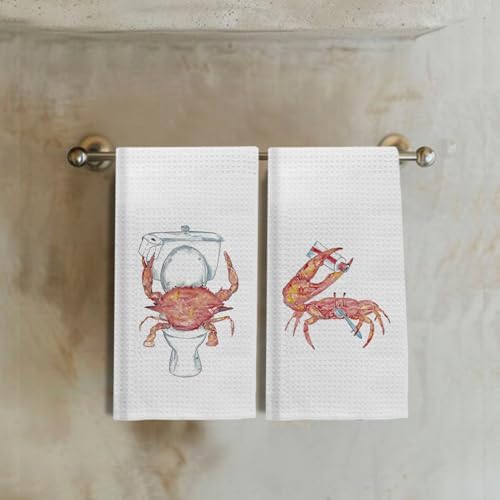 Crab Hand Towels Ocean Decor