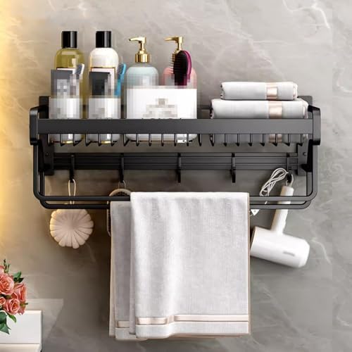Black Towel Rack with Towel Holder for Bathroom