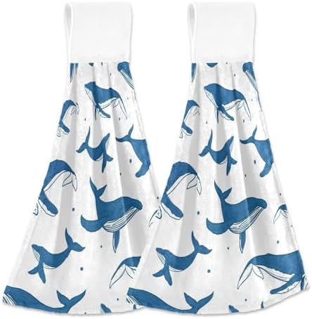 Blue Whales Hanging Kitchen Towels