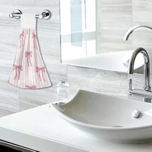 OTVEE Pink Ribbon and Bow Kitchen Towels Fast Drying Durable