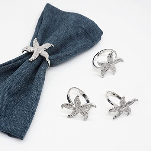Sturdy 6-Piece Metal Napkin Rings - Starfish Design