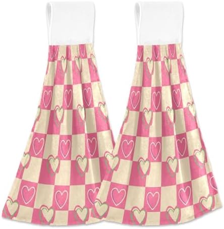Checkerboard Pink Cream Towels Gently Absorb Durable Easy to Use