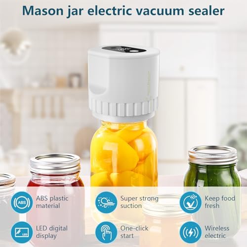 Electric Jar Vacuum Sealer Kit Wide Regular Mouth Jar Sealer