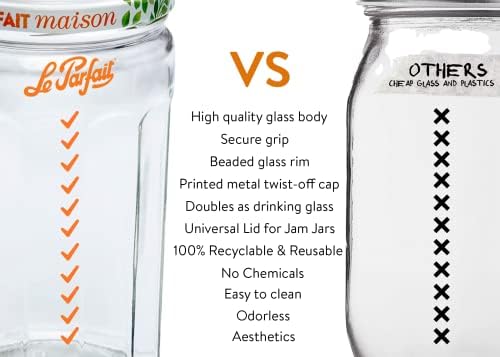 Le Parfait French Faceted Jam Jars Clear Canning Jars
