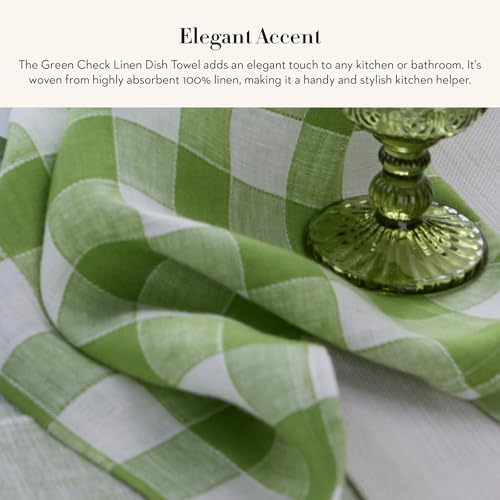MacKenzie-Childs Linen Dish Towel Green Check 1