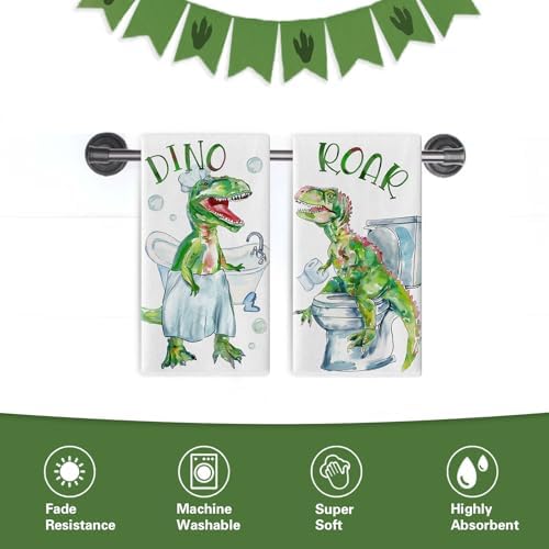 Dinosaur Bath Kitchen Towels Set of 2 for Kids