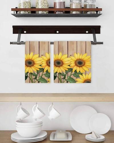 Sunflower Waffle Kitchen Hand Towels Set of 3