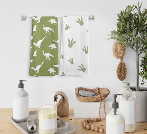 Fascinating Boys Dino Towels Sage Green Kitchen Bathroom Decor Set