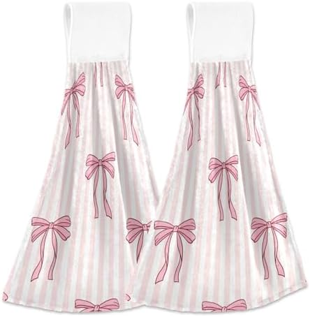 OTVEE Pink Ribbon and Bow Kitchen Towels Fast Drying Durable