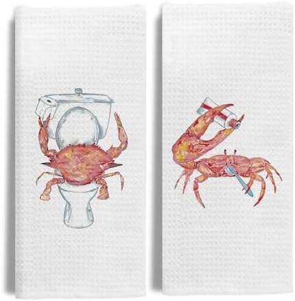 Crab Hand Towels Ocean Decor