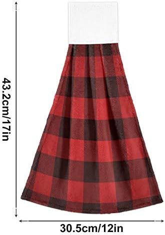 Kcldeci Red Black buffalo Check Plaid 2-Piece Kitchen Hand Towels