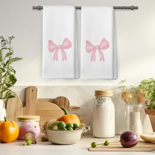 Coquette Pink Bow Set of 2 - Girls Kitchen Towels