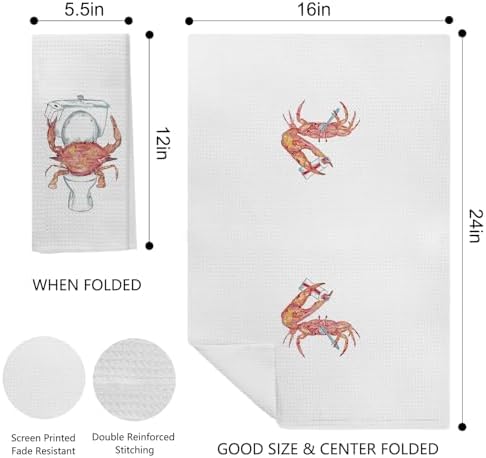 Crab Hand Towels Ocean Decor