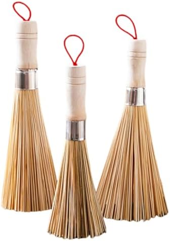 3-Piece Bamboo Cleaning brushes for Kitchen Woks and more