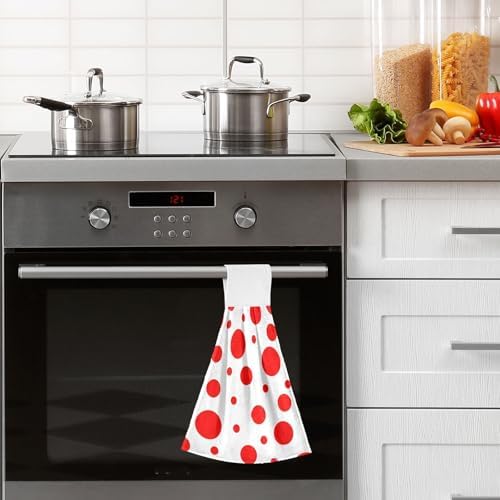 Red Polka Dot Pattern Hanging Kitchen Towels Hand Towel Fast Drying