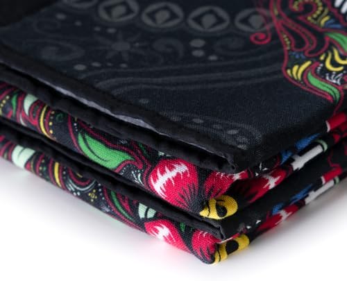 Calavera Skull Kitchen Towels Set - 100 Cotton Dual Weave Halloween Housewarming Gifts Black