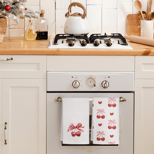 Trendy Coquette Pink Bow Dish Towels Set of 2