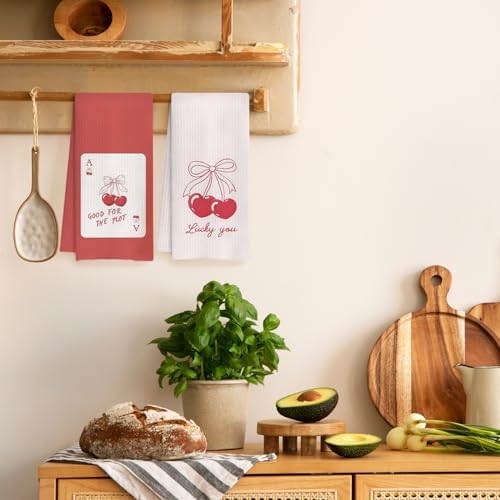 Coquette Red Bow Cherry Kitchen Towels
