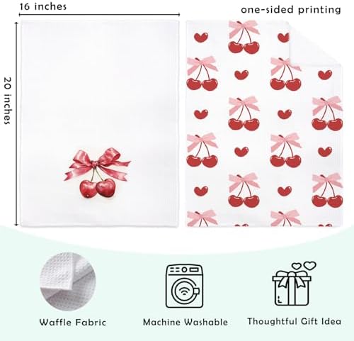 Trendy Coquette Pink Bow Dish Towels Set of 2