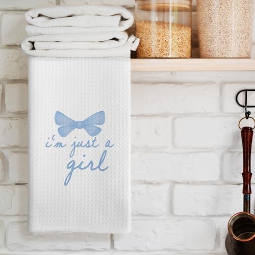 Coquette Trendy Blue Bows Kitchen Towels - 16x24