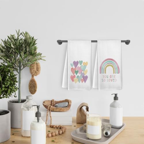 Boho Rainbow Kids Hand Towels Set of 2 for Kitchen and Bathroom