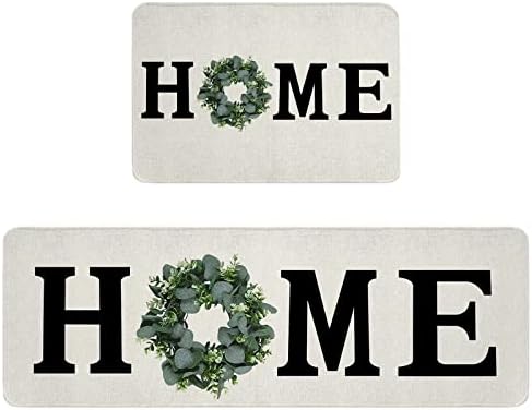 Carosoffe 2-Pack Kitchen Rugs Non-Slip Soft Absorbent Mat Set