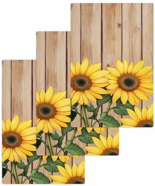 Sunflower Waffle Kitchen Hand Towels Set of 3