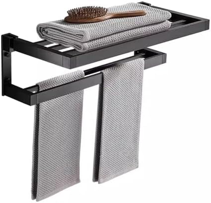 Thickened Black Wall-Mounted Towel Hanger for Bathroom Organization